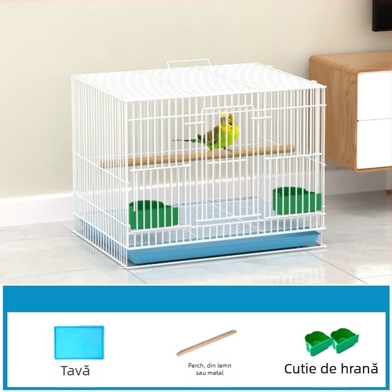 Cușcă metalică pentru păsări cu decor din flori de mătase, model KIP26156515