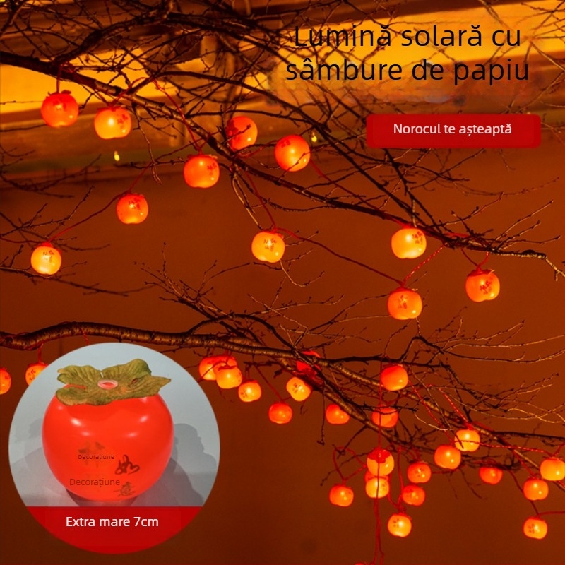 Lanteră solară Persimmon, IP65, 3.6W, control prin telecomandă sau buton, alimentare solară DC, certificat CE