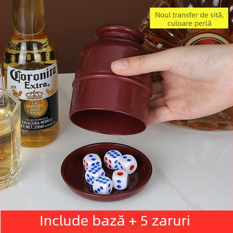 Set de cupe pentru zaruri cu design îngroșat, tavă inferioară și shaker – Material PP, colțuri rotunjite