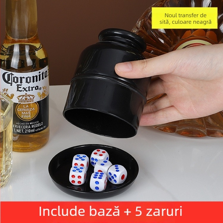 Set de cupe pentru zaruri cu design îngroșat, tavă inferioară și shaker – Material PP, colțuri rotunjite