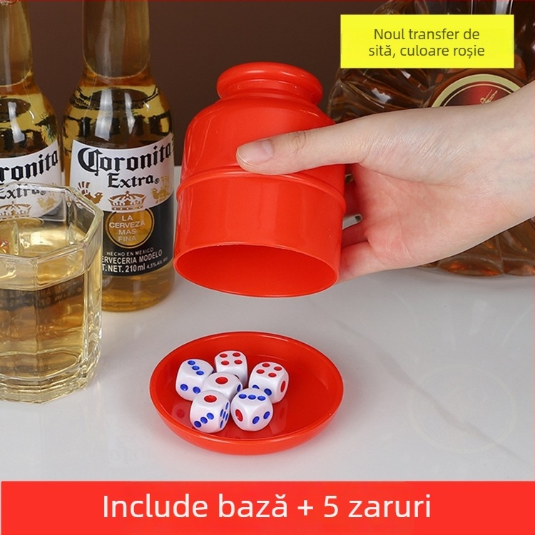 Set de cupe pentru zaruri cu design îngroșat, tavă inferioară și shaker – Material PP, colțuri rotunjite