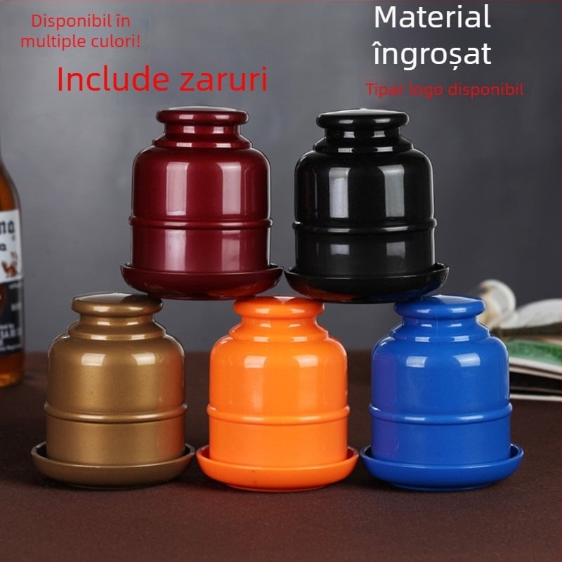 Set de cupe pentru zaruri cu design îngroșat, tavă inferioară și shaker – Material PP, colțuri rotunjite