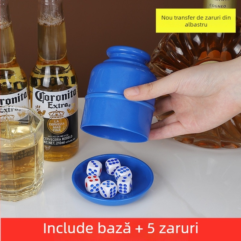 Set de cupe pentru zaruri cu design îngroșat, tavă inferioară și shaker – Material PP, colțuri rotunjite