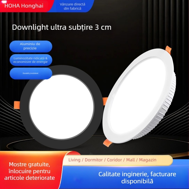 Downlight LED încastrat, 3W, 220V, montaj ascuns, carcasă din aluminiu