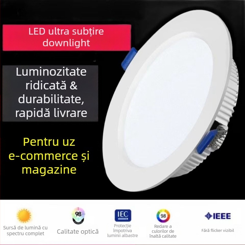 Downlight LED încastrat, 3W, 220V, montaj ascuns, carcasă din aluminiu