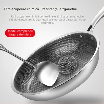 Tigaie din oțel inoxidabil cu textură fagure, antiaderent, model 410, stil occidental, adâncime 5 cm