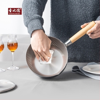 Oală de lapte din oțel inoxidabil cu capac din sticlă, stil japonez, antiaderent, adâncime 9.5 cm