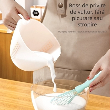 Longchang Vas pentru bătut ouă cu filtru și gură de scurgere, ceașcă de măsurat din PP alimentar