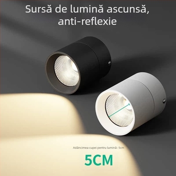 Spot LED pentru tavan cu unghi reglabil, 220V, carcasă din aluminiu, CRI ≥95