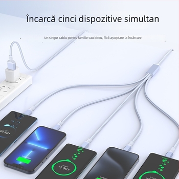 Cablu de date cu încărcare rapidă 2 în 1, USB-C, Lightning și Micro USB, împletit, divizor 1 la 2
