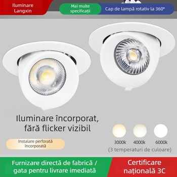 Spot LED în formă de nas de elefant, încastrat, extensibil, 220V, carcasă din aluminiu, model 812, iluminare pentru perete în vitrine de haine, acoperire 5 m²