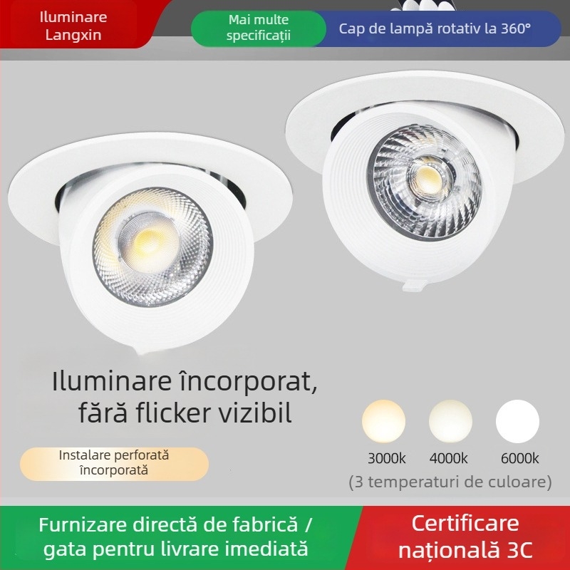 Spot LED în formă de nas de elefant, încastrat, extensibil, 220V, carcasă din aluminiu, model 812, iluminare pentru perete în vitrine de haine, acoperire 5 m²