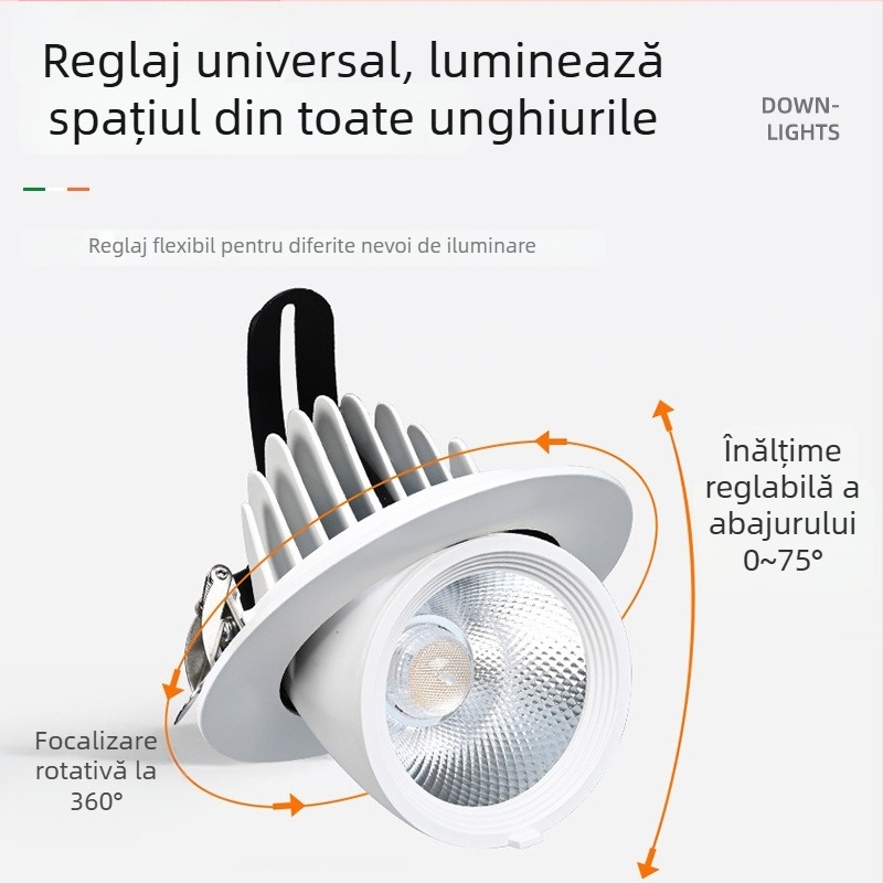 Spot LED în formă de nas de elefant, încastrat, extensibil, 220V, carcasă din aluminiu, model 812, iluminare pentru perete în vitrine de haine, acoperire 5 m²