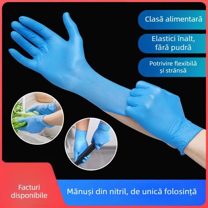 Mănuși nitril de unică folosință pentru întreținere industrială – rezistente la ulei, impermeabile, rezistente la acizi și alcalii