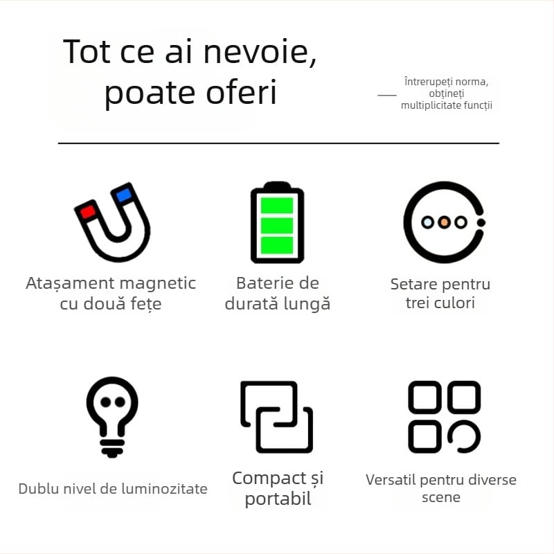 Lumină LED de umplere C05 cu montare magnetică – trei temperaturi de culoare, putere sub 10W, 3,7V, lampă de tip stand pentru streaming live și fotografie