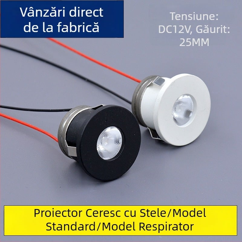 Spot LED încastrat, cer înstelat mini cu efect de respirație pentru atmosferă de expunere, carcasă din aluminiu, întrerupător, tensiune ≤36V