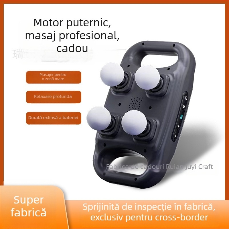 Fascia masaj cu 6 capete, motor brushless, baterie încorporată 1200-2000 mAh, ecran LCD, control cu mai multe viteze, pentru masaj profund al întregului corp