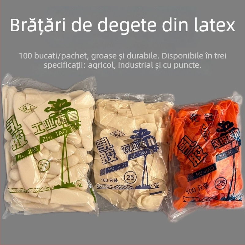 Protecții pentru degete de unică folosință din latex îngroșat, antiderapante și rezistente la uzură, pentru utilizare industrială și agricolă