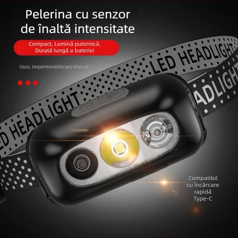 Frontala LED, reîncărcabilă, 5W, baterie 500 mAh, rază 100–200 m
