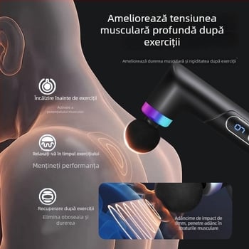Mini masaj portabil pentru acasă, cu ecran LCD, 5+ viteze, 4 capete de masaj, baterie încorporată 1200-2000mAh, zgomot 46-70 dB