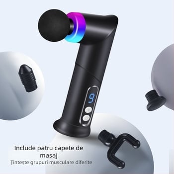 Mini masaj portabil pentru acasă, cu ecran LCD, 5+ viteze, 4 capete de masaj, baterie încorporată 1200-2000mAh, zgomot 46-70 dB