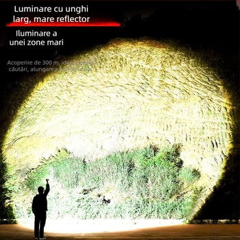 Fener LED de mână - 10W, 3600mAh, 3.7V, viață LED 100000h, IPX4