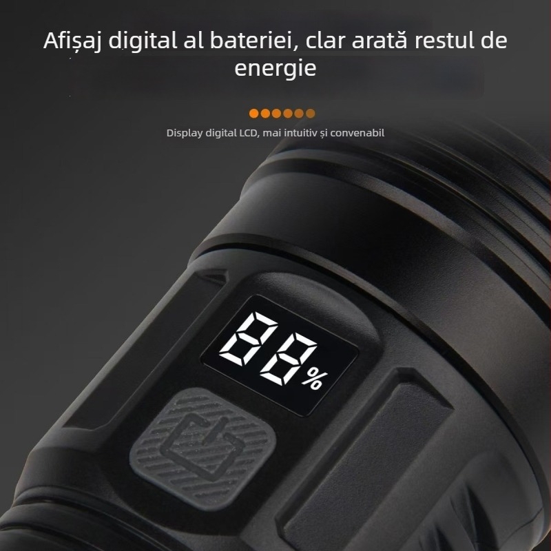 Fener LED de mână - 10W, 3600mAh, 3.7V, viață LED 100000h, IPX4