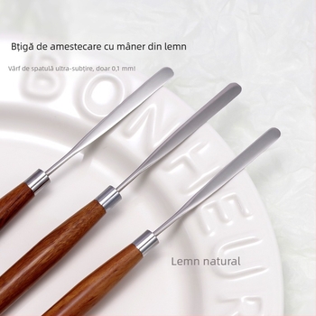 Instrument de artă pentru unghii în stil japonez pentru amestecarea și agitarea gelului de lac, instrument cu mâner din lemn, 1 bucată, mâner scurt, vârf plat ultra-subțire, flexibil