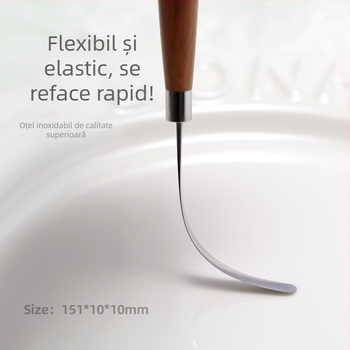 Instrument de artă pentru unghii în stil japonez pentru amestecarea și agitarea gelului de lac, instrument cu mâner din lemn, 1 bucată, mâner scurt, vârf plat ultra-subțire, flexibil