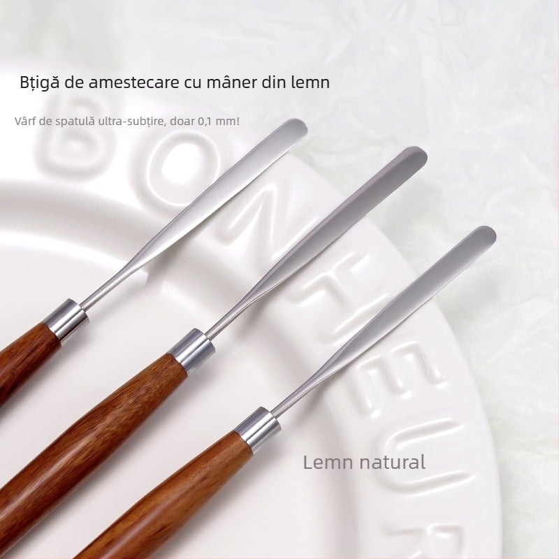 Instrument de artă pentru unghii în stil japonez pentru amestecarea și agitarea gelului de lac, instrument cu mâner din lemn, 1 bucată, mâner scurt, vârf plat ultra-subțire, flexibil