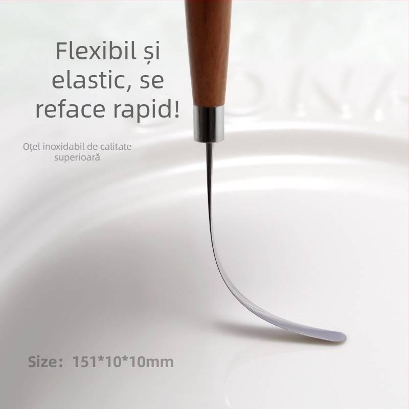 Instrument de artă pentru unghii în stil japonez pentru amestecarea și agitarea gelului de lac, instrument cu mâner din lemn, 1 bucată, mâner scurt, vârf plat ultra-subțire, flexibil