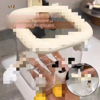 Cutie de hârtie igienică montată pe perete, ABS plastic, model desen animat, transparentă, stil modern minimalist