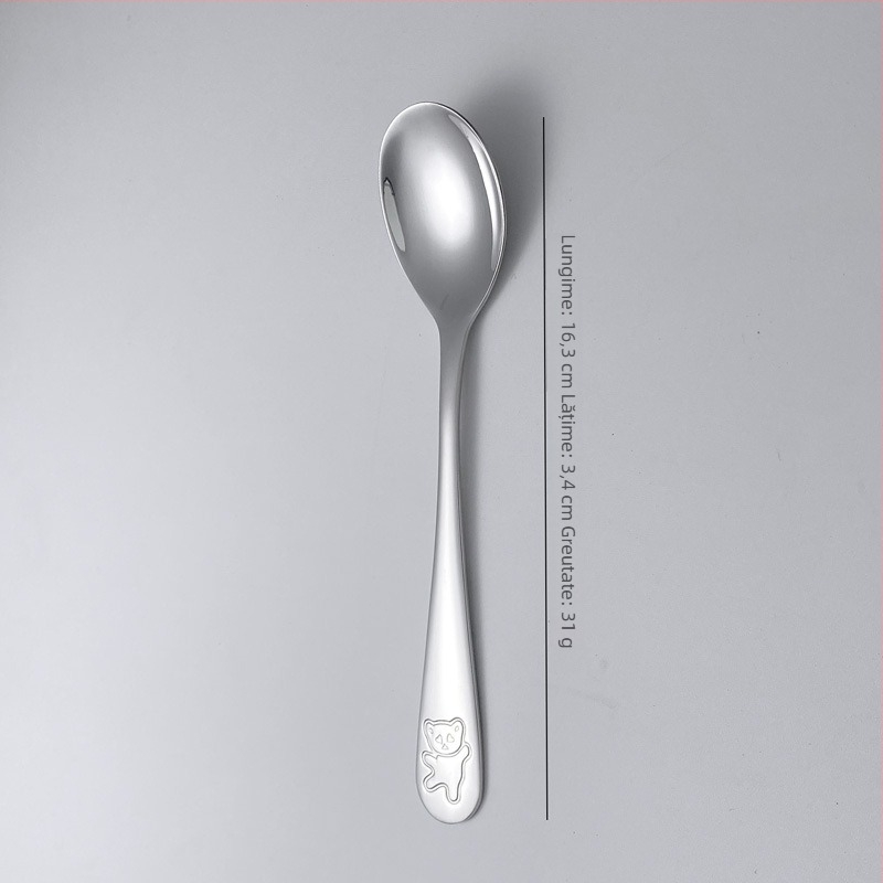 Set de tacâmuri pentru copii din oțel inoxidabil 304, finisaj oglindit lucios, culoare solidă, design modern minimalist