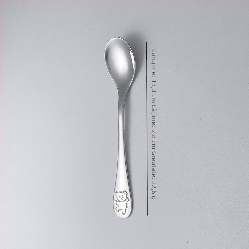 Set de tacâmuri pentru copii din oțel inoxidabil 304, finisaj oglindit lucios, culoare solidă, design modern minimalist