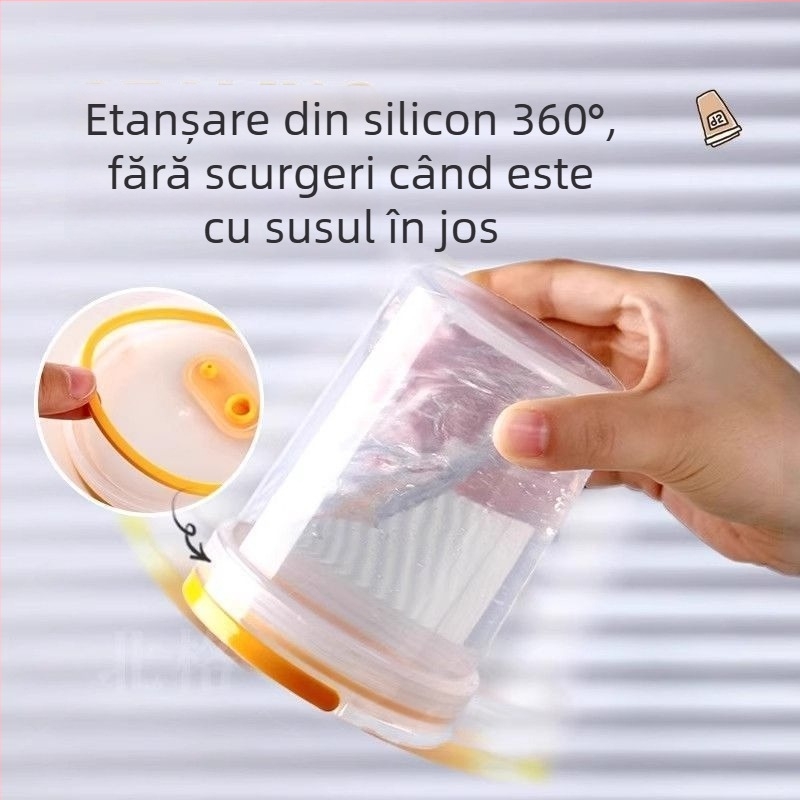 Cupă sigilată din plastic, rotundă, rezistentă la temperaturi înalte, compatibilă cu microundele