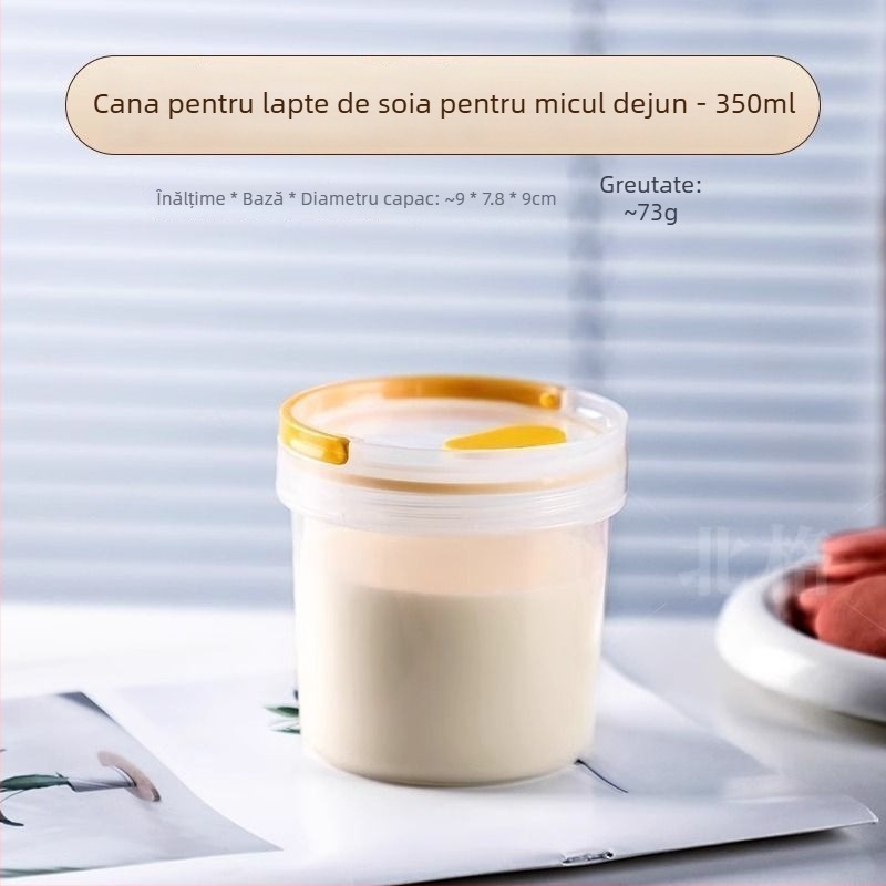 Cupă sigilată din plastic, rotundă, rezistentă la temperaturi înalte, compatibilă cu microundele