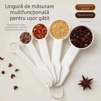 Set de 5 linguri de măsurare pentru cafea cu scară, pentru bucătărie — Material PP, linguri multifuncționale pentru gătit și coacere