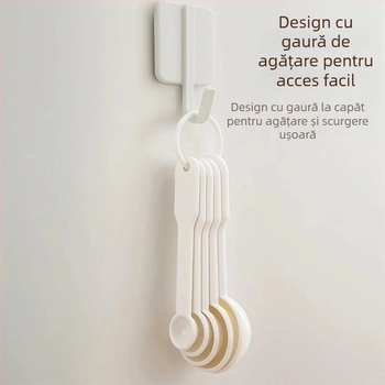 Set de 5 linguri de măsurare pentru cafea cu scară, pentru bucătărie — Material PP, linguri multifuncționale pentru gătit și coacere