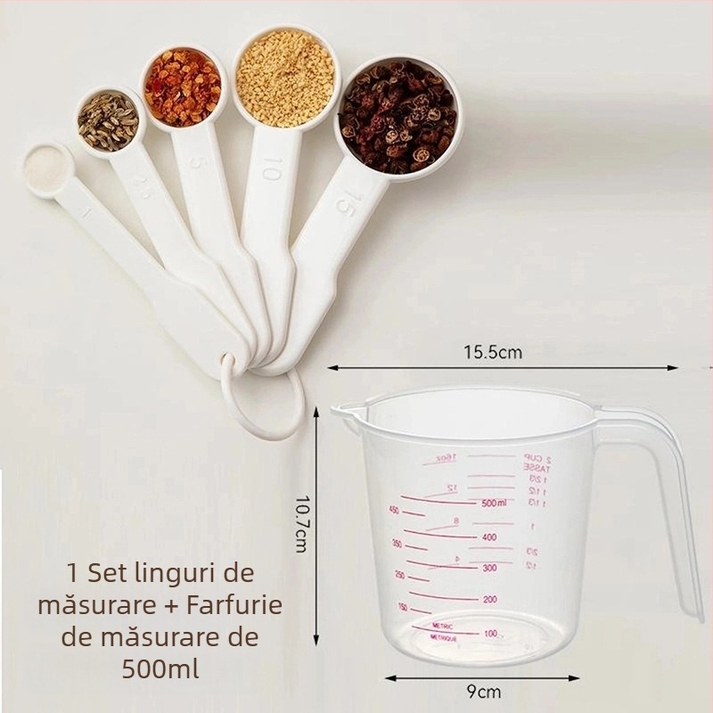 Set de 5 linguri de măsurare pentru cafea cu scară, pentru bucătărie — Material PP, linguri multifuncționale pentru gătit și coacere