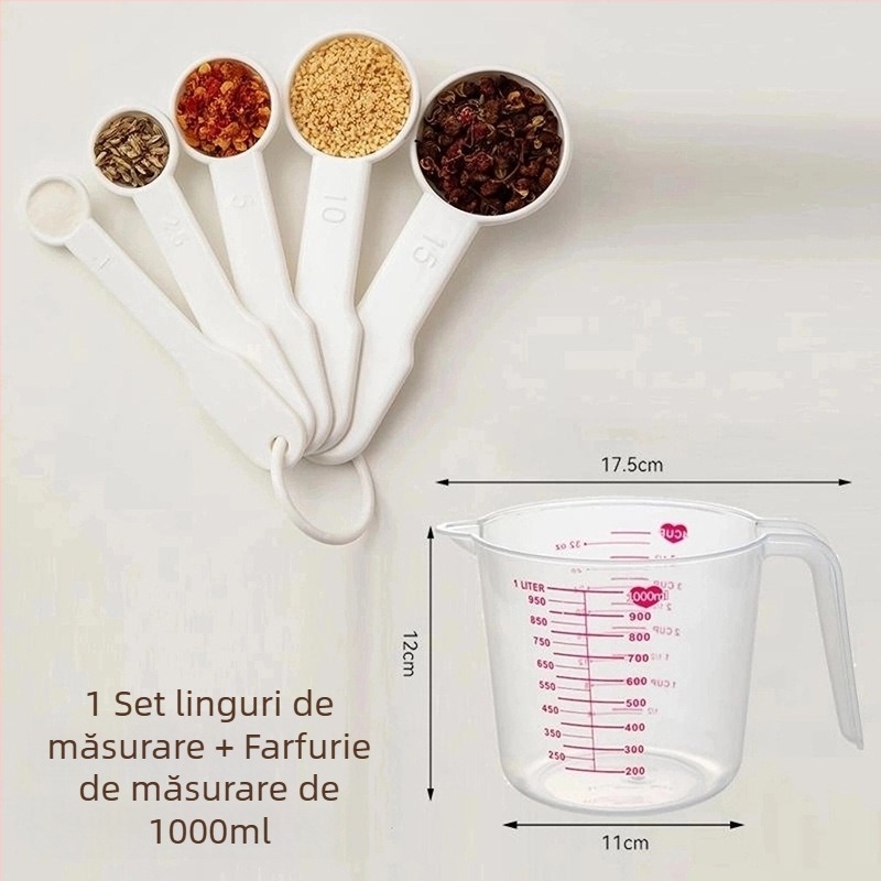 Set de 5 linguri de măsurare pentru cafea cu scară, pentru bucătărie — Material PP, linguri multifuncționale pentru gătit și coacere