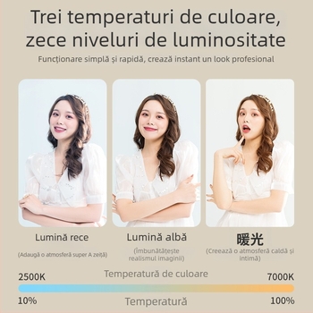 Lampa mică de selfie D6 Moonlight pentru telefon, portabilă, trei temperaturi de culoare, 3.7V, sub 10W