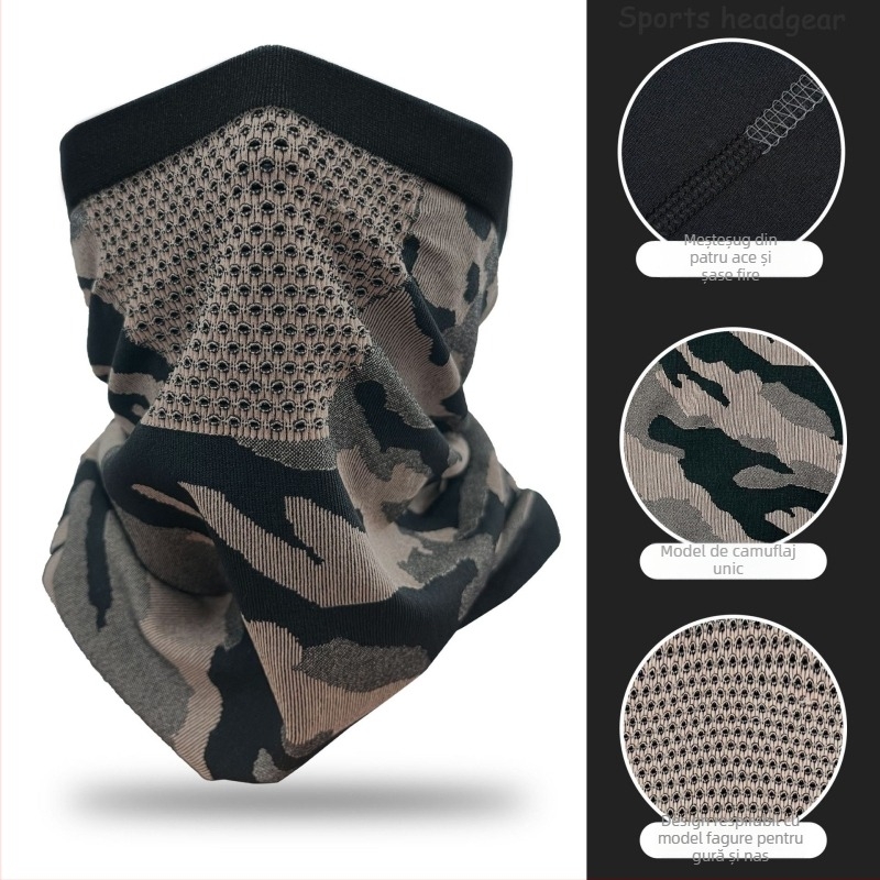 Mască de față pentru ciclism cu guler, unisex, nailon/poliamidă