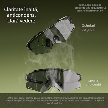 ACRUNU Ochelari de ciclism cu lentile fotosensibile care își schimbă culoarea, lentile înlocuibile, ramă PC, ramă semi, unisex