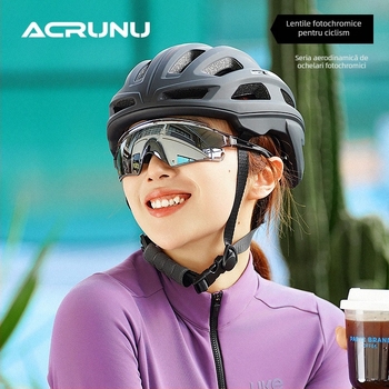 ACRUNU Ochelari de ciclism cu lentile fotosensibile care își schimbă culoarea, lentile înlocuibile, ramă PC, ramă semi, unisex