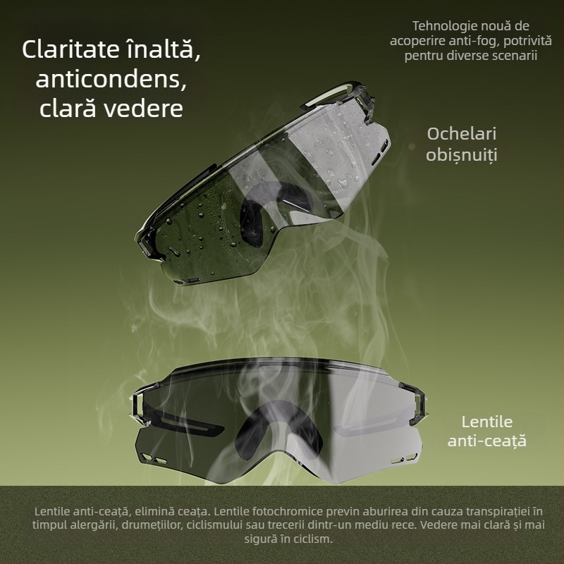 ACRUNU Ochelari de ciclism cu lentile fotosensibile care își schimbă culoarea, lentile înlocuibile, ramă PC, ramă semi, unisex