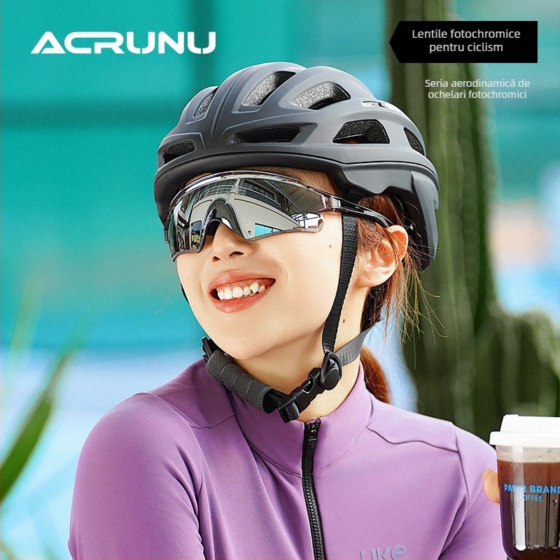 ACRUNU Ochelari de ciclism cu lentile fotosensibile care își schimbă culoarea, lentile înlocuibile, ramă PC, ramă semi, unisex