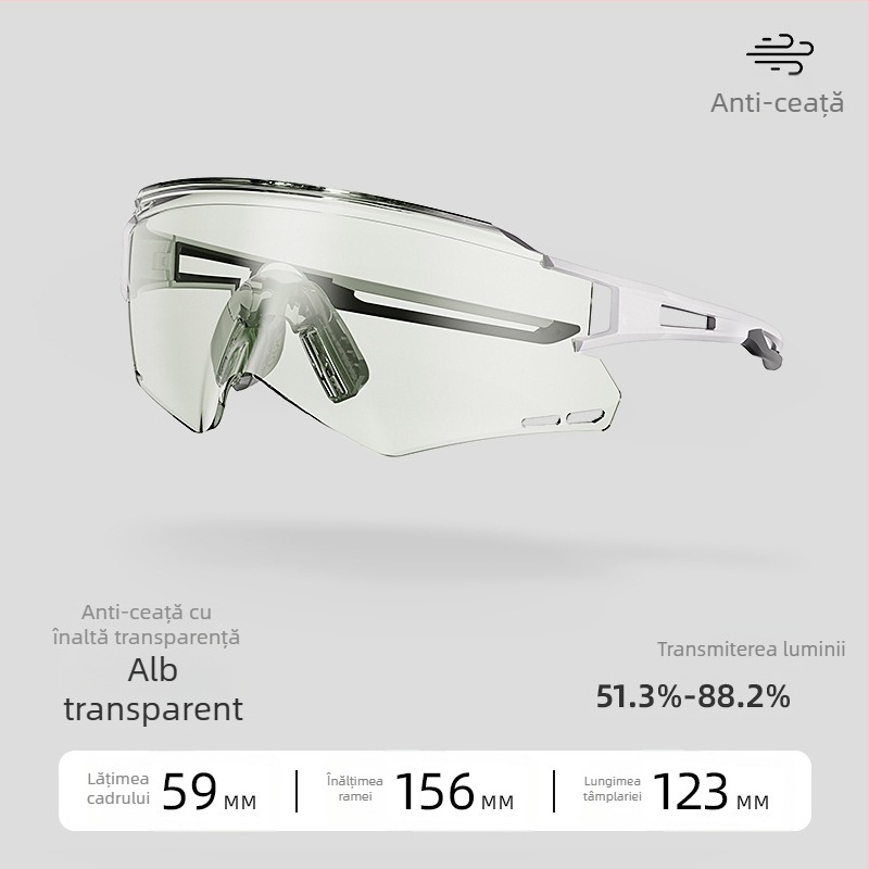 ACRUNU Ochelari de ciclism cu lentile fotosensibile care își schimbă culoarea, lentile înlocuibile, ramă PC, ramă semi, unisex