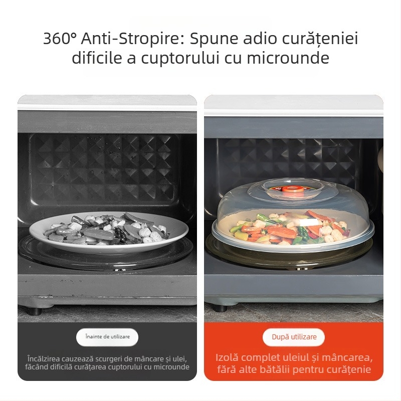 Capac de microunde Story of Home – etanș, protecție împotriva stropilor de ulei, capac pentru boluri și gătire la abur; pentru frigider; material: Alt; stil: Modern simplu
