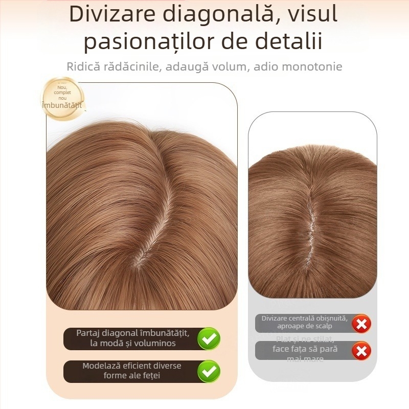 Perucă cu aspect natural, păr lung drept și breton înclinat, fibră din mătase rezistentă la temperaturi ridicate, model 8484