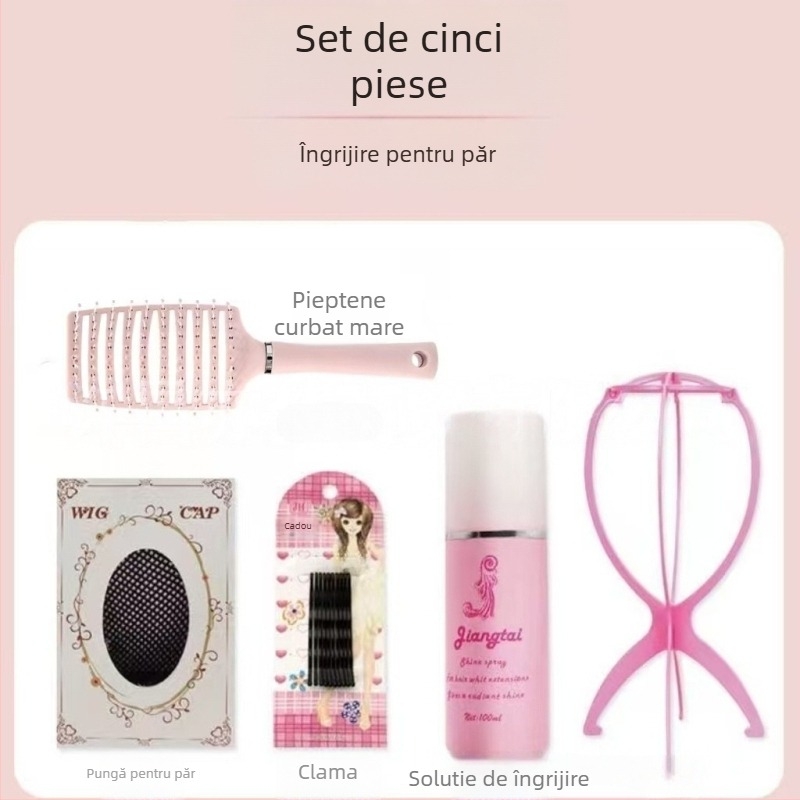 Perucă cu aspect natural, păr lung drept și breton înclinat, fibră din mătase rezistentă la temperaturi ridicate, model 8484